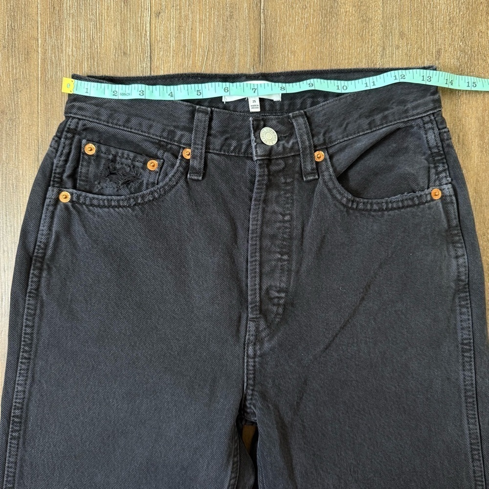Re/Done High Rise Loose in Washed Black Straight leg 90s ripped distressed - Picture 6 of 13